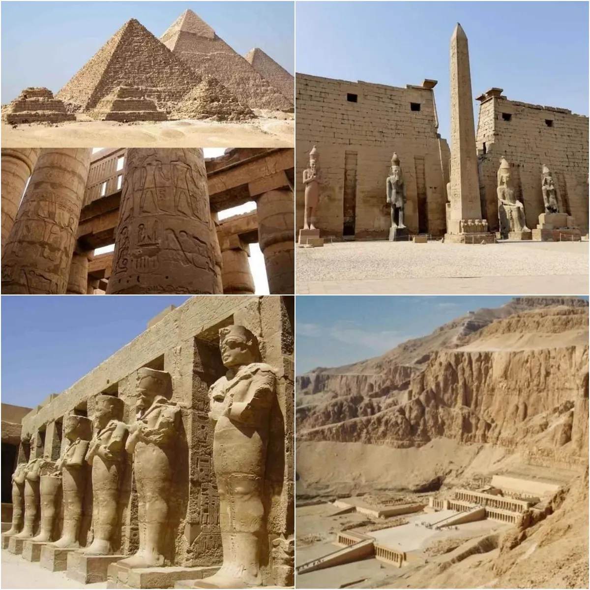 Admire the grandeur of Egyptian architecture, from the iconic Great Pyramid of Giza to the majestic temples of Deir el-Bahari…