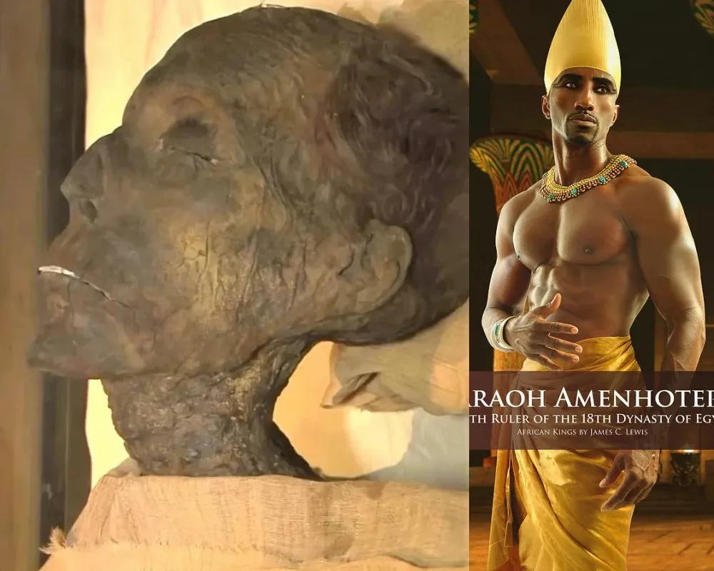 Amenhotep II fue el hijo del rey Tutmosis III, padre del rey Tutmosis IV y abuelo de Amenhotep III. Amenhotep II fue el séptimo rey de la XVIII Dinastía de Egipto (c. 1427-1401 a.C.)