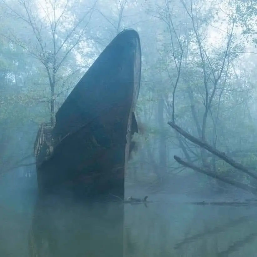 Un barco fantasma de 122 años de edad, abandonado en un río de Kentucky. Fue navegado algunas veces por Thomas Edison y apareció en un video musical de Madonna.